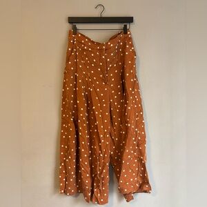 Anthropologie Rust Polka Dot Wide Leg Pants